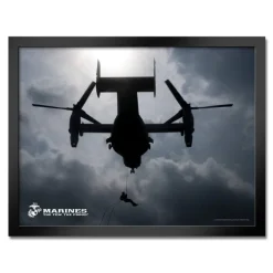U.S. Marine Corps MV-22 Osprey Repelling Framed Print