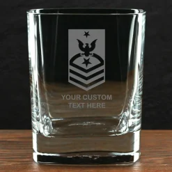 US Navy 'Build Your Glass' Personalized 11.75 oz. Square Double Old Fashioned Glass