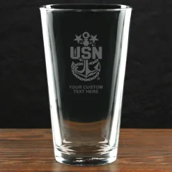 US Navy 'Build Your Glass' Personalized 16 oz Pint Glass