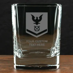 US Navy 'Build Your Glass' Personalized 11.75 oz. Square Double Old Fashioned Glass