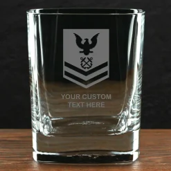 US Navy 'Build Your Glass' Personalized 11.75 oz. Square Double Old Fashioned Glass