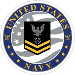 US Navy E-5 Petty Officer Second Class (GLD) 3.5" Decal by 7.62 Design