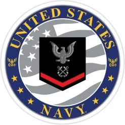 US Navy E-4 Petty Officer Third Class 3.5" Decal by 7.62 Design