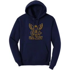 U.S. Navy Eagle Logo Applique Navy Blue Unisex Hoodie