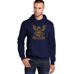 U.S. Navy Eagle Logo Applique Navy Blue Unisex Hoodie
