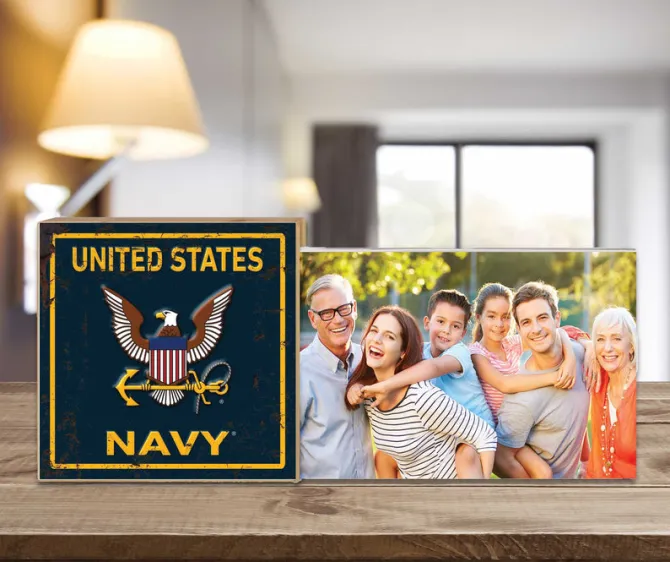 U.S. Navy Faux Rusted Floating Picture Frame
