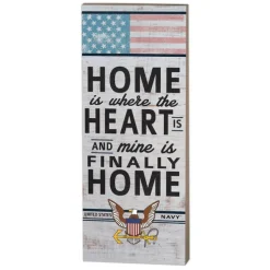 U.S. Navy Home Is Where The Heart Is 7 x 18 inch Wood Sign- Made In The USA