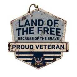 U.S. Navy Land Of The Free Veteran Rustic Badge 20 x 20 inch Sign