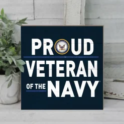 U.S. Navy Proud Veteran 10 x 10 inch Wood Sign
