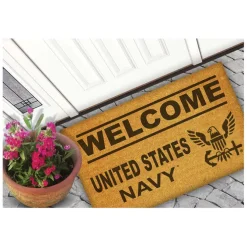 U.S. Navy Welcome 18 x 30 inch Coir Doormat - Made In The USA