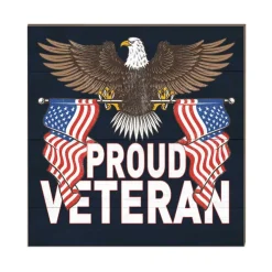 U.S. Proud Veteran 10 x 10 inch Wood Sign - Made In The USA
