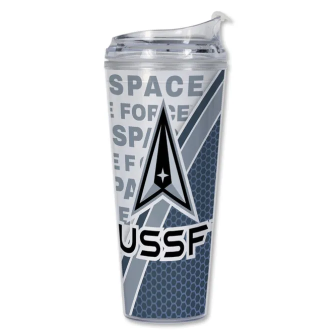 U.S. Space Force Text Plastic Tumbler by 7.62 Design