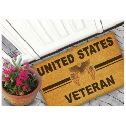 U.S. Veteran 18 x 30 inch Coir Doormat - Made In The USA