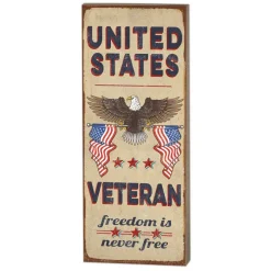 U.S. Veteran Land of the Free 7 x 18 inch Wood Sign- Made In The USA