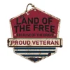 U.S. Veteran Land of the Free Veteran Rustic Badge 20 x 20 inch Sign