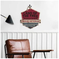 U.S. Veteran Land of the Free Veteran Rustic Badge 20 x 20 inch Sign