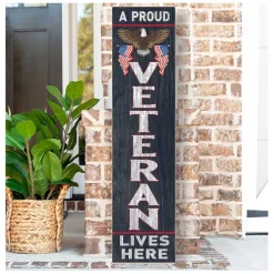 U.S. Veteran Welcome 11 x 46 inch Leaner Sign - Made In The USA