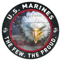 USMC Eagle Flag 20 x 20 inch Wood Sign - Made In The USA