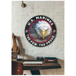 USMC Eagle Flag 20 x 20 inch Wood Sign - Made In The USA