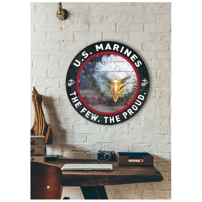 USMC Eagle Flag 20 x 20 inch Wood Sign - Made In The USA