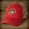 USMC 'Eagle, Globe, and Anchor' Vintage Trucker Hat - Red