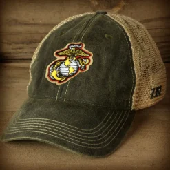 USMC 'Eagle, Globe, and Anchor' Vintage Trucker Hat - Black