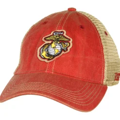 USMC 'Eagle, Globe, and Anchor' Vintage Trucker Hat - Red