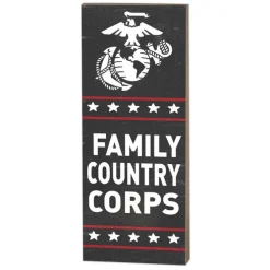 USMC Family Country Marines 7 x 18 inch Wood Sign- Made In The USA