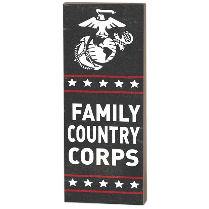 USMC Family Country Marines 7 x 18 inch Wood Sign- Made In The USA