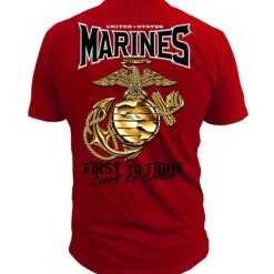 USMC First to Fight - Black Ink T-Shirt Red