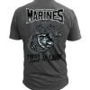 USMC First to Fight - Black Ink T-Shirt Charcoal
