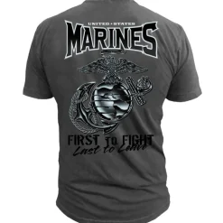 USMC First to Fight - Black Ink T-Shirt Charcoal