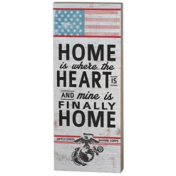 USMC Home Is Where The Heart Is 7 x 18 inch Wood Sign- Made In The USA