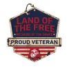USMC Land Of The Free Veteran Rustic Badge 20 x 20 inch Sign - Made In The USA