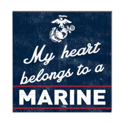 USMC My Heart Belongs to a Marine 10 x 10 inch Wood Sign - Made In The USA