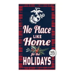 USMC Plaid Home for the Holidays 11 x 20 inch PVC Sign- Made In The USA