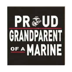 USMC Proud Grandparents 10 x 10 inch Wood Sign - Made In The USA