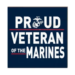 USMC Proud Veteran 10 x 10 inch Wood Sign - Made In The USA