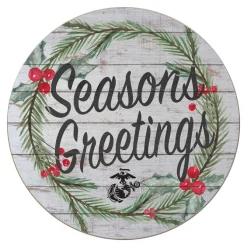 USMC Seasons Greetings 20 x 20 inch Wood Sign - Made In The USA