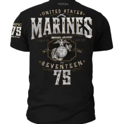 USMC Seventeen 75 - Black Ink T-Shirt