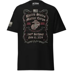 USMC 249th Birthday Whiskey Label T-Shirt