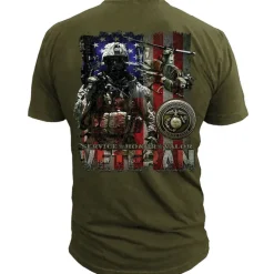 USMC T-Shirt - US Marines Corps Veteran Flag Men's Marine T-Shirt