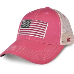 Women's US Flag Vintage Trucker Hat Pink